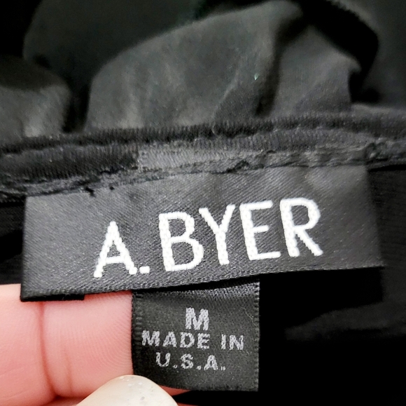 Y2K A. Byer Dress Womans Size Medium ruffle Neck Sleeveless Made In USA Black - Picture 6 of 11